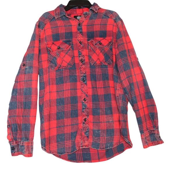 Rock & Republic Red Plaid Button Up LS Mens Size Small - Picture 1 of 6